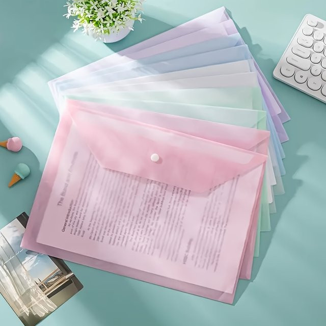 15 Stück A4 Polypropylen-Ordner in Morandi-Farben, transparente Kunststoff-Schnappverschluss-Mappen für Schule und Büro - Bild 1