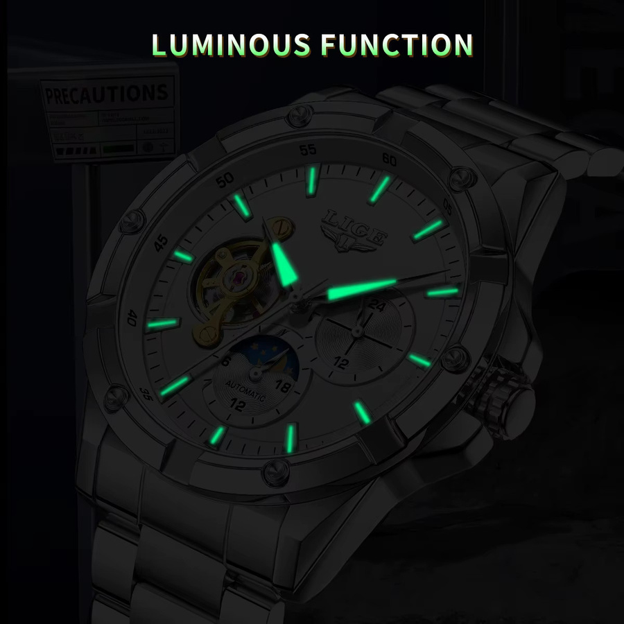 LIGE Armbanduhr, Automatik, Gold, Edelstahl, Herren - Bild 2