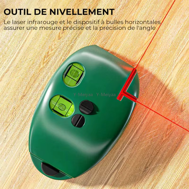 Vertikale Maus-Laserwasserwaage mit Infrarot-Horizontallinie und rechtwinkliger Libelle, 2-Linien-Laser-Nivelliergerät mit 20m Reichweite in Grün, B/T/H: 11,7 x 7,0 x 20,0 cm - Bild 2