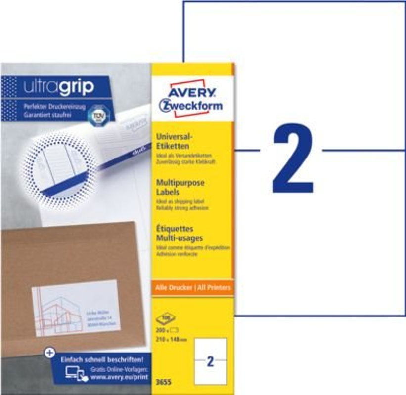 Avery Zweckform Universal-Etiketten 3655, weiß, A4, 200 Stück - Bild 4
