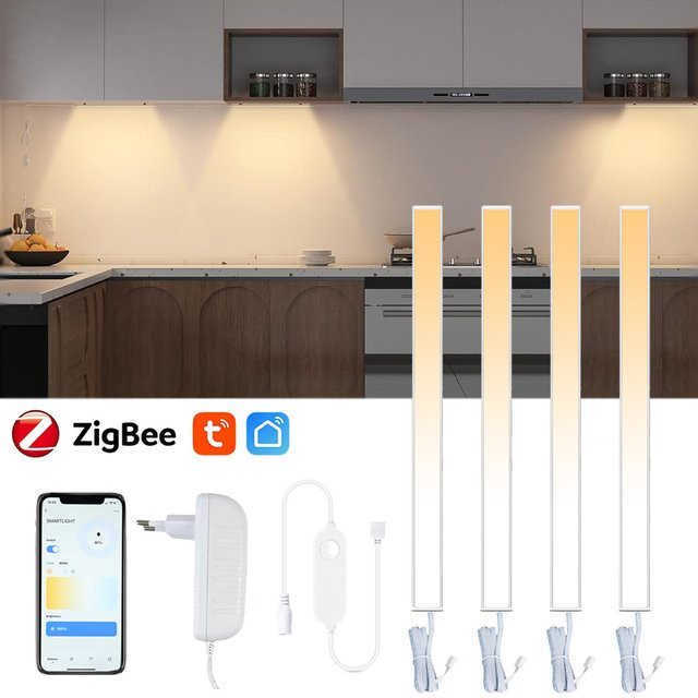 CENFAYA Tuya Zigbee CCT LED Unterbauleuchte in Weiß, dimmbar, Länge: 30 cm, kompatibel mit Alexa und Google Assistant - Bild 1