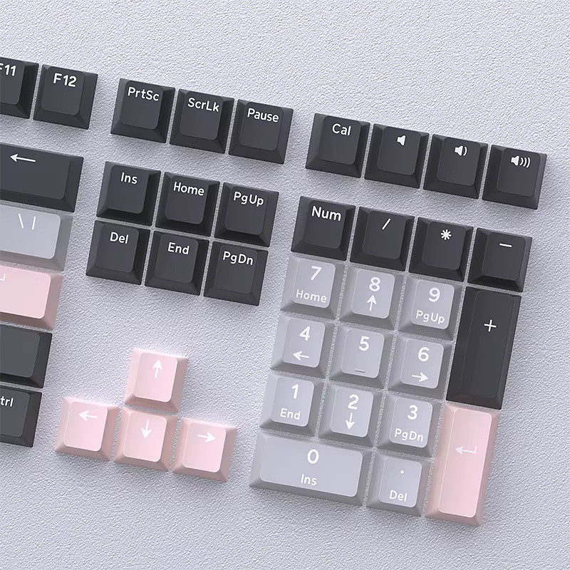 Rock Ash Powder PBT Keycaps für MX mechanische Tastaturen, 126 Tasten, Cherry Profil, Double-Shot, Farbe: Grau - Bild 2