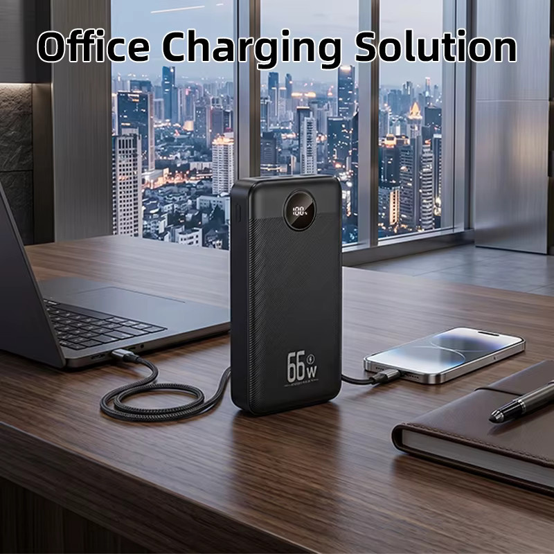 Cohana Powerbank 50000mAh mit 66W Schnellladefunktion, tragbares Ladegerät für 3 Geräte gleichzeitig mit LED-Taschenlampe, Schwarz - Bild 4