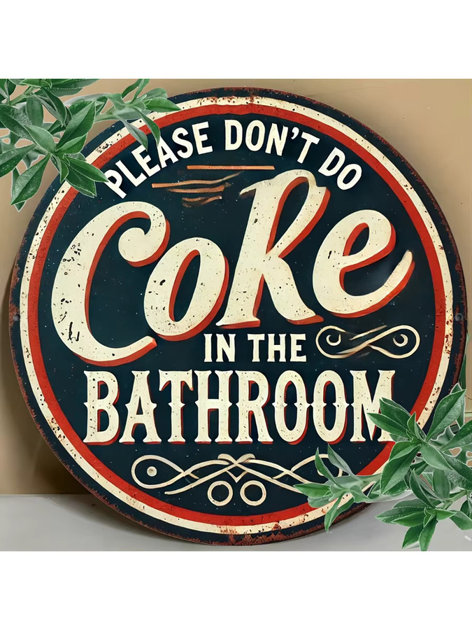 Potdemiel Wandkunstschild im Vintage-Stil aus Metall, bitte nicht im Badezimmer zu Cola, quadratisch, Mehrfarbig, B/H: 20,3 x 20,3 cm - Bild 6