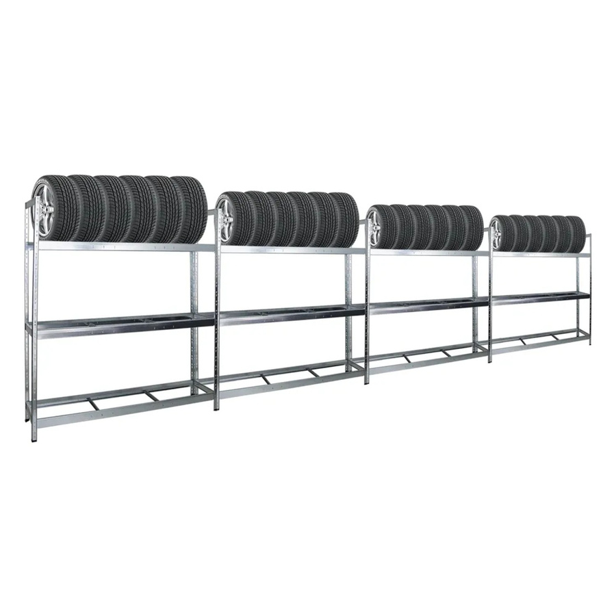 PROREGAL Reifenregal Tiger XL aus verzinktem Stahl, 4er Set, Farbe Silber, H x B x T: 200 x 180 x 45 cm - Bild 2