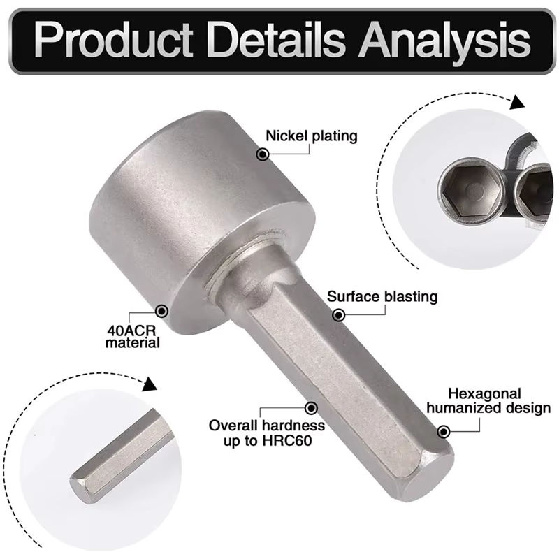 WEEKS Hex-Buchsenset mit Adapter und Schraubendreher-Bits in Silber, 5mm-13mm für Auto-Reparaturen und Power-Werkzeug-Zubehör - Bild 4