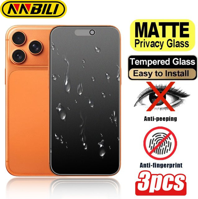 NNBILI 3er-Set Mattierte Anti-Spy Blickschutzfolie für iPhone 17 16 15 14 Pro Max mit klarer Bildqualität - Bild 1