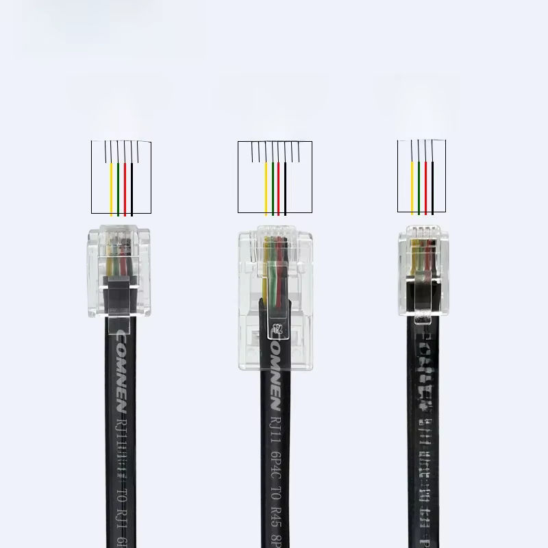 COMNEN Modulares Telefon- und Datenkabel RJ9 auf RJ11 auf RJ45, Schwarz - Bild 5