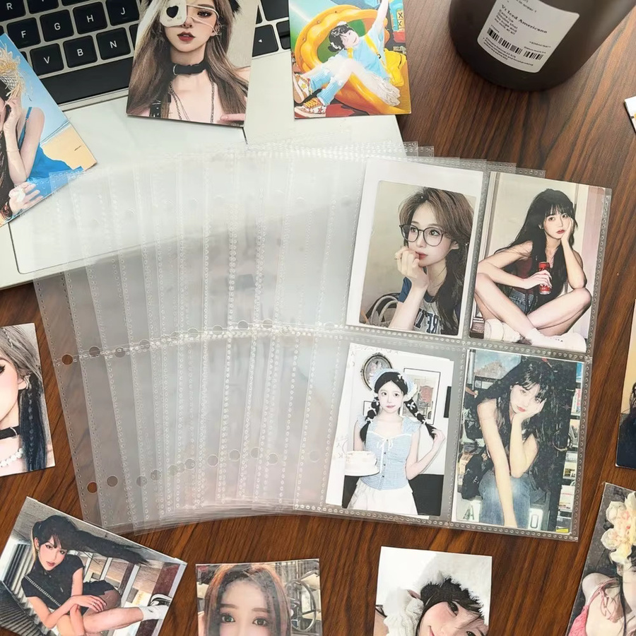 Transparente 4-Taschen-Ordner für Fotokarten und K-Pop-Fotoalben mit 6/3-Loch-Innenseiten aus Kunststoff - Bild 3