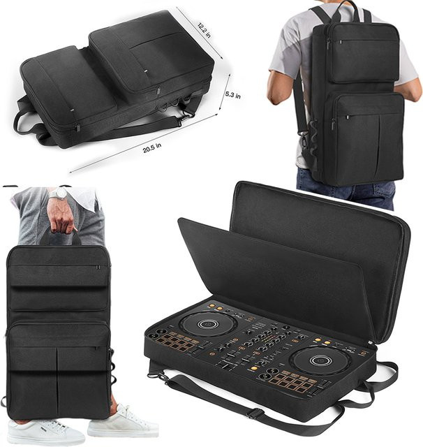 ALLOYSEED DJ-Rucksack für Pioneer DDJ-400, DDJ-FLX4 und Roland DJ-202 Controller, kratzfeste Tragetasche, Schwarz - Bild 1