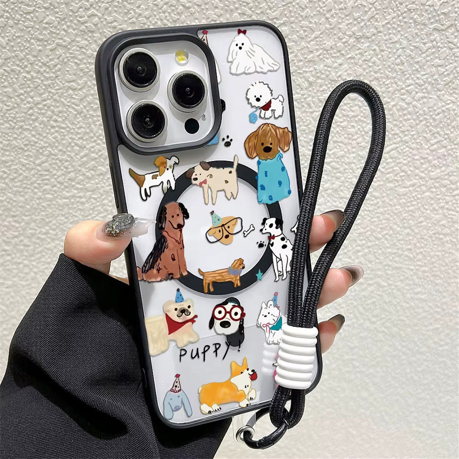 Stoßfeste magnetische iPhone Handyhülle mit Tier-Design und Umhängeband in Multicolour, matte Acryl-Abdeckung für iPhone 17 Pro Max bis iPhone 11 - Bild 5