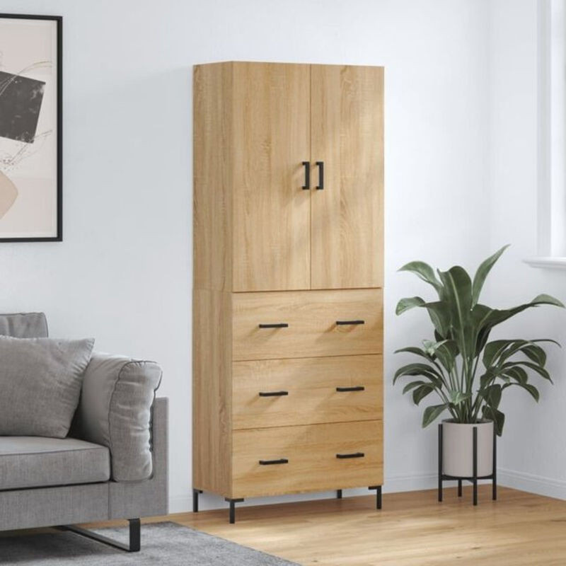 Highboard Vidaxl Sonoma-Eiche Braun Eiche Natur aus Holzwerkstoff und Metall Modern B/T/H: 69,5 x 34 x 180 cm - Bild 1