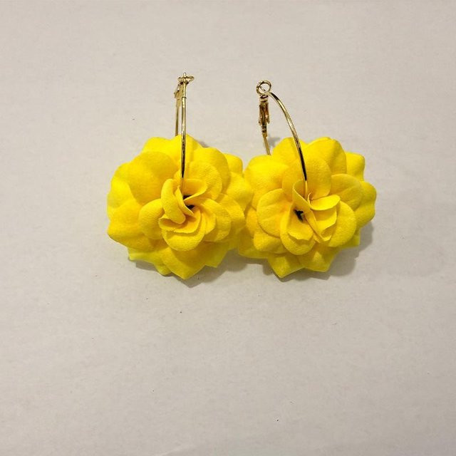 YULIN Creolen, Gelbgold, Damen, Rote Rosenblüten - Bild 1