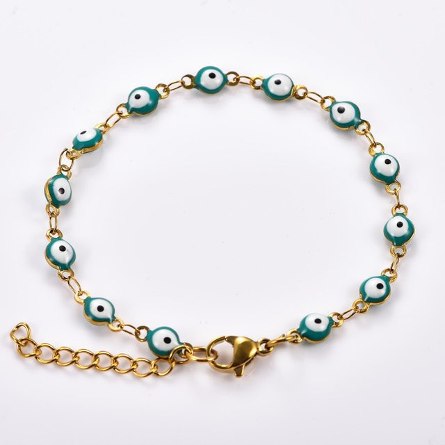 Armband Edelstahl, Türkisches Böses Auge, Gold, Damen, 20 cm - Bild 1