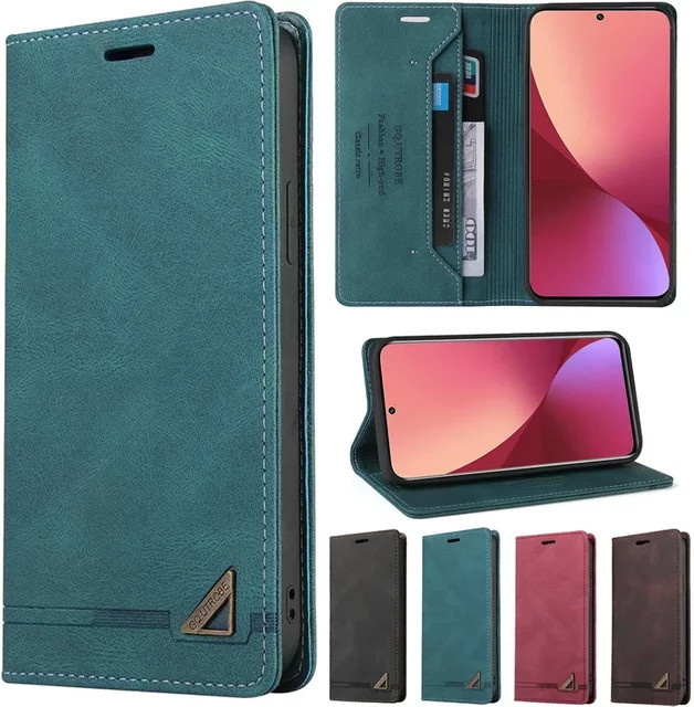 Magnetische Flip Leder-Brieftasche für Xiaomi Poco Redmi in Rot - Bild 1