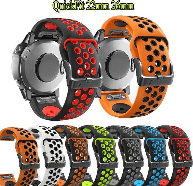 QCTOG Uhrenarmband Silikon, Schwarz, Unisex, 22mm/26mm - Bild 1