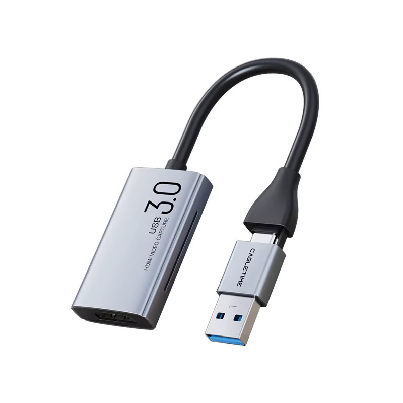 CABLETIME USB 3.0 Video-Capture-Card mit HDMI, 4K UHD & 1080p Full HD, PD 100W, 5Gbps, Farbe: Silber - Bild 5