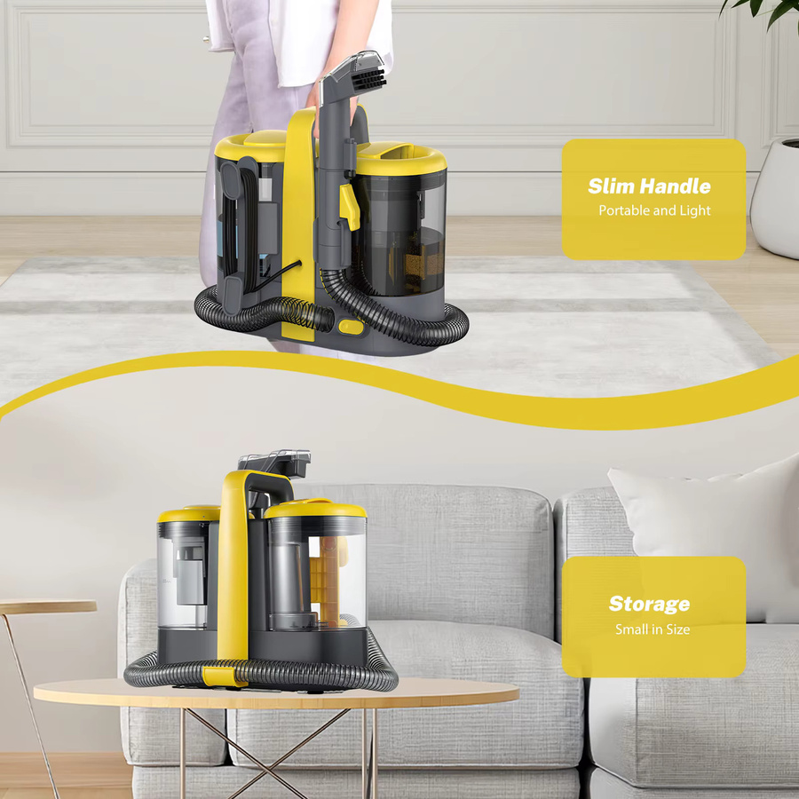 Betuyoo Tragbarer Stoff- und Teppichreiniger in Gelb mit 600W Leistung, 11000Pa Saugkraft und Extraktionsfunktion für Sofa, Teppich und Vorhänge - Bild 2