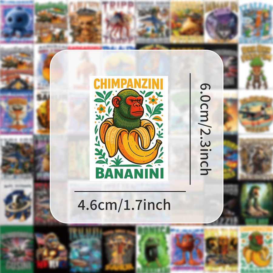 50 Stück Tung Sahur Italienische Brainrot AI Abstrakte Aufkleber GOGOTU Graffiti-Sticker Multicolour für Laptop Gepäck Handy und Kühlschrank - Bild 4