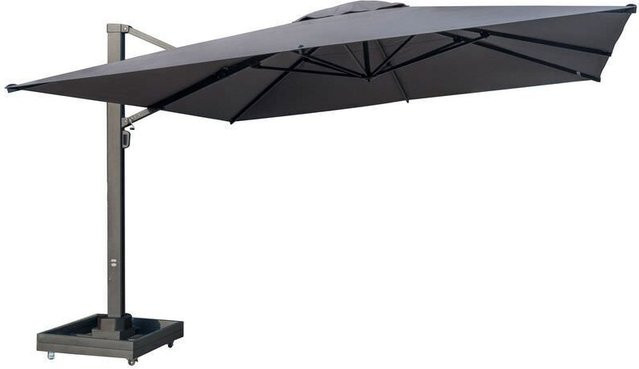 OUTFLEXX Ultimate XL Ampelschirm Anthrazit mit Schirmständer, Spuncrylic, 360 Grad drehbar, UV-Schutz 80+, B/B: 450 x 450 cm - Bild 1