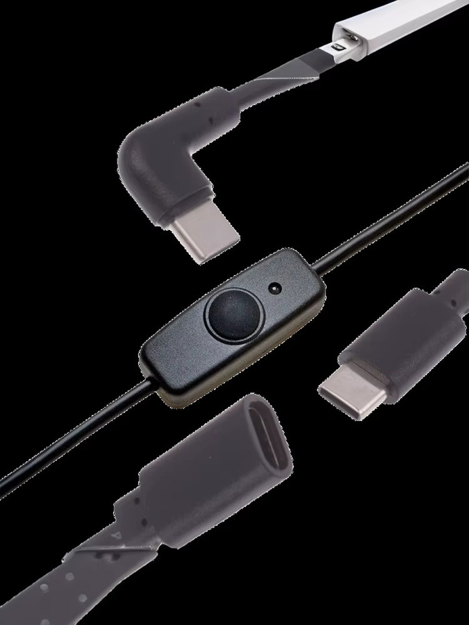 Ys USB-C auf Typ-C Stromversorgungskabel mit Ein- und Ausschalter, Schwarz, 10 cm - Bild 5