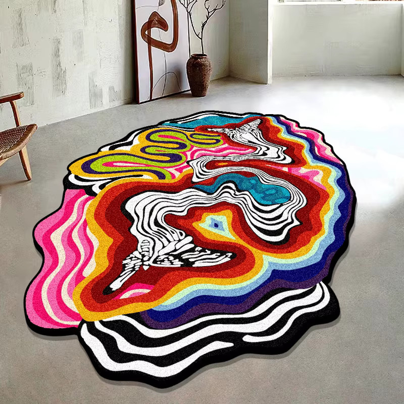 VIKAMA Design Teppich in Multicolour mit abstraktem und organischem Muster, rutschfest und wasserabsorbierend für Wohnzimmer und Schlafzimmer - Bild 3