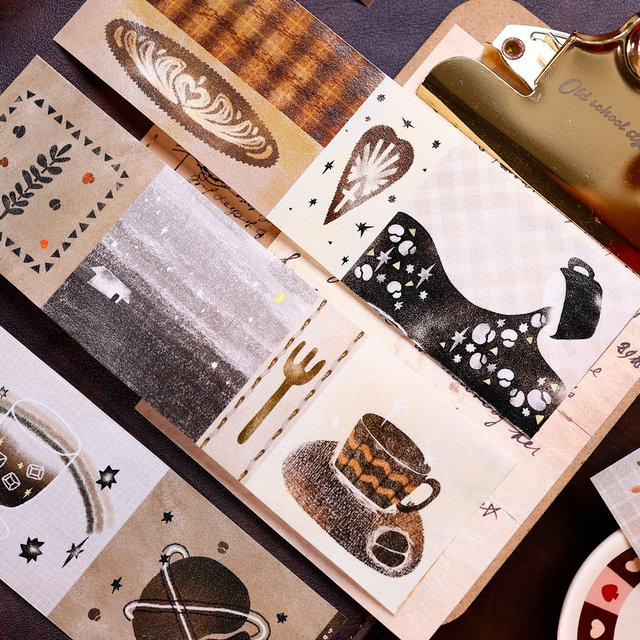 XiaoBaiJia Studio Vintage Washi-Papierband in Kaffeebraun für DIY Scrapbooking und Planer Dekoration - Bild 1