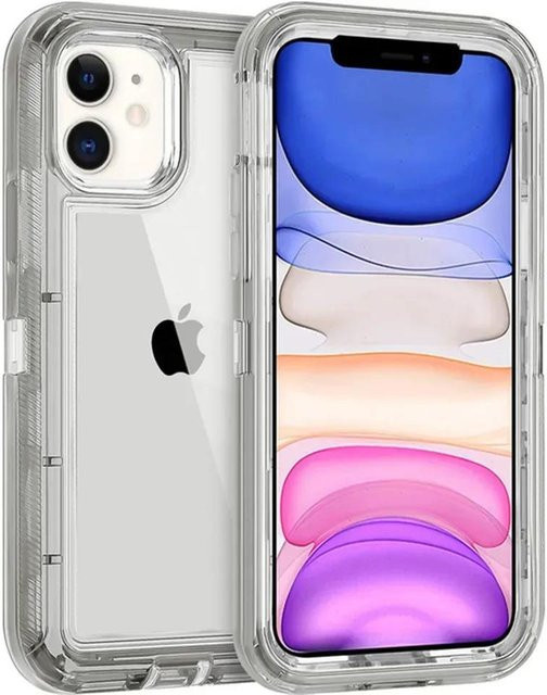 Xiangyun Hybrid Heavy Duty Armor Ganzkörper Schutzhülle für iPhone 16 15 14 13 12 11 Pro Max 7 8 Plus Stoßfeste Abdeckung in Dunkelgrau und Transparent - Bild 1