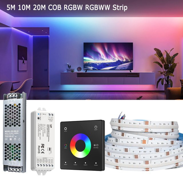 CENFAYA COB RGBW LED-Streifen-Set mit 2,4G RF Touch-Fernbedienung, dimmbar und flexibel, 24V - Bild 1