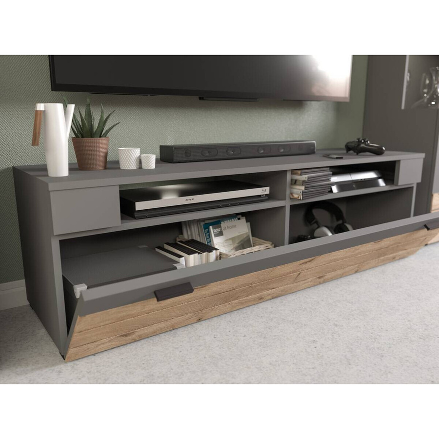 Modernes Lowboard Freno von xonox.home in Grau mit Holzoptik, B/H/T: 140 x 43 x 40 cm - Bild 4