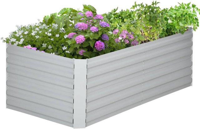 Outsunny Hochbeet aus verzinktem Stahl in Hellgrau, B/H/L: 90 x 59 x 180 cm - Bild 1