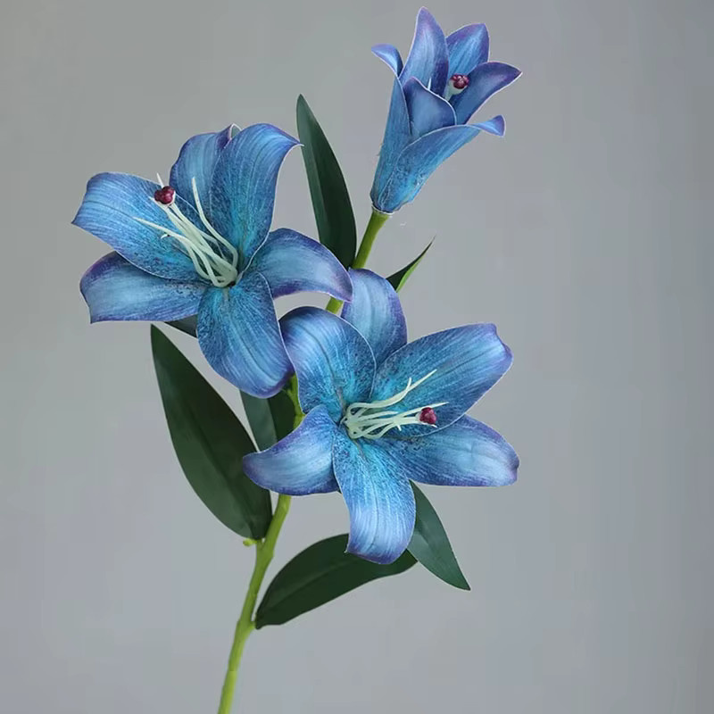 WQNJIN Retro Lilien-Tischleuchte in Lila mit 3-Kopf-Ölgemälde-Design für die Esstischdekoration - Bild 1