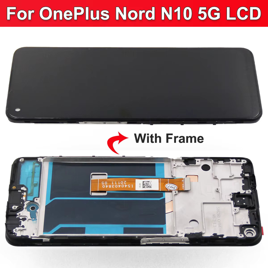 OnePlus Nord N10 5G LCD Display Ersatz mit Rahmen und Touch Screen Sensor in Schwarz (6,49 Zoll) - Bild 2