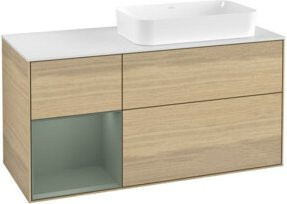 V&B Waschtischunterschrank Finion mit Wandbeleuchtung, Farbe Oak Veneer/Braun, B: 120 cm, T: 60 cm - Bild 1