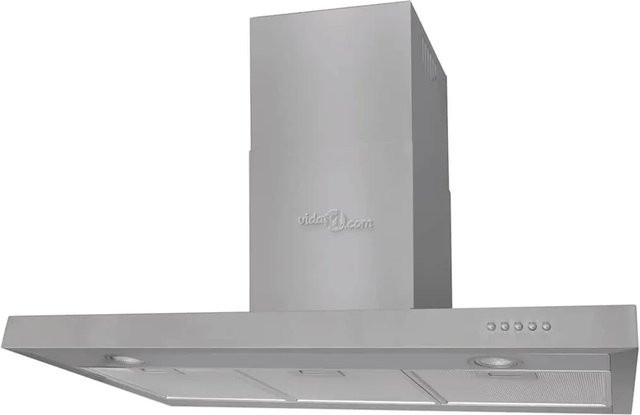 vidaXL Flachschirmhaube Dunstabzugshaube aus Edelstahl in Silber, Breite: 90 cm - Bild 1
