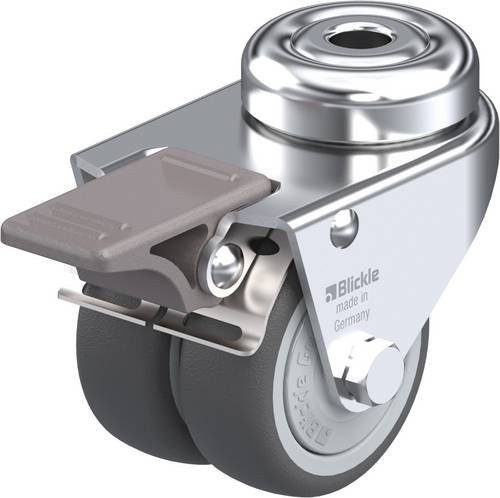 Blickle Doppel-Lenkrolle 50KF-FI mit Rad-Durchmesser 50mm, Tragfähigkeit max. 80kg, verzinkt, blau/grau - Bild 1