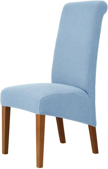Abnehmbarer Jacquard Stuhlbezug mit hoher Rückenlehne aus elastischem Spandex in Blau - Bild 1