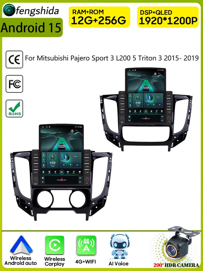 FengShiDa Autoradio mit 9,7 Zoll Display für Mitsubishi Pajero Sport, L200, Triton 2015-2019 mit Navigation, GPS, Android Auto, Apple CarPlay und 5G Wifi in Schwarz - Bild 6