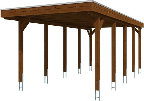 SKANHOLZ Carport Friesland braun farbbehandelt B/T: 314 x 708 cm, Höhe: 241 cm - Bild 1