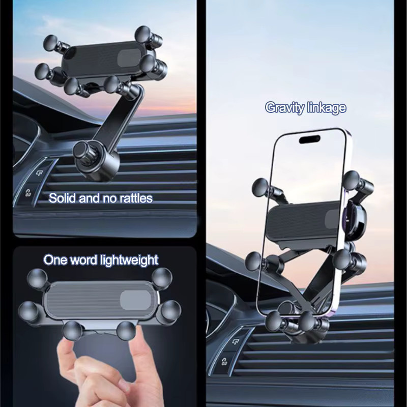 SEAMETAL Auto-Handyhalter für Lüftungsschlitze mit 6 Gelenken und 360-Grad-Schwerkraft-Funktion, stabiler Haken, Schwarz, universell für 4,7–7 Zoll Smartphones - Bild 2