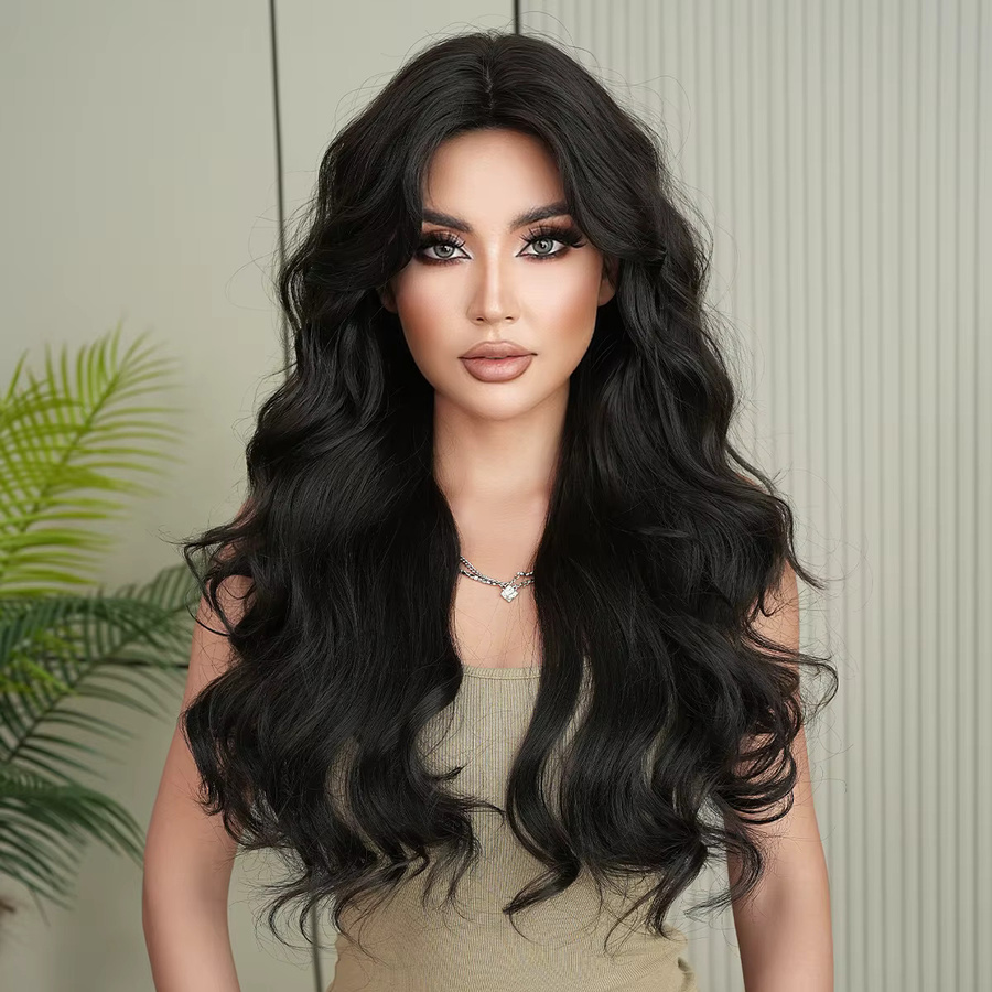 7JHH WIGS Perücke, lange Wasserwellen, Schwarz, Damen - Bild 2