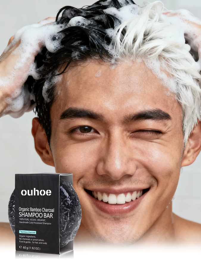 OUHOE Bambuskohle Shampoo-Seife, 60 g, Unisex - Bild 5