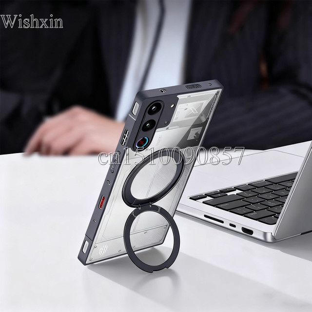 Magnetische 360-Grad-Ring-Hülle für ZTE Red Magic 11 10 Pro Air 9 9S 8S 8Plus, transparente MagSafe-kompatible Handyhülle - Bild 1