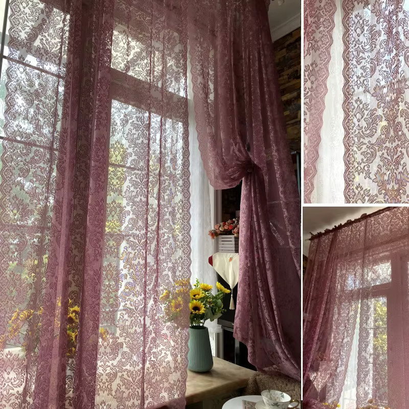 Elegante Vintage Spitze Vorhänge aus Tüll in Lila für Küche und Wohnzimmer von DZQ - Bild 2