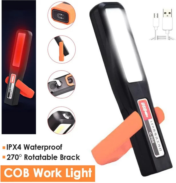 XIWANGFIRE COB LED Arbeitslampe mit Magnet und USB-Ladefunktion, Schwarz - Bild 1