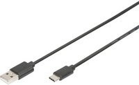 Digitus USB 2.0 Anschlusskabel USB-A auf USB-C in Schwarz, Länge: 1,00 m - Bild 1