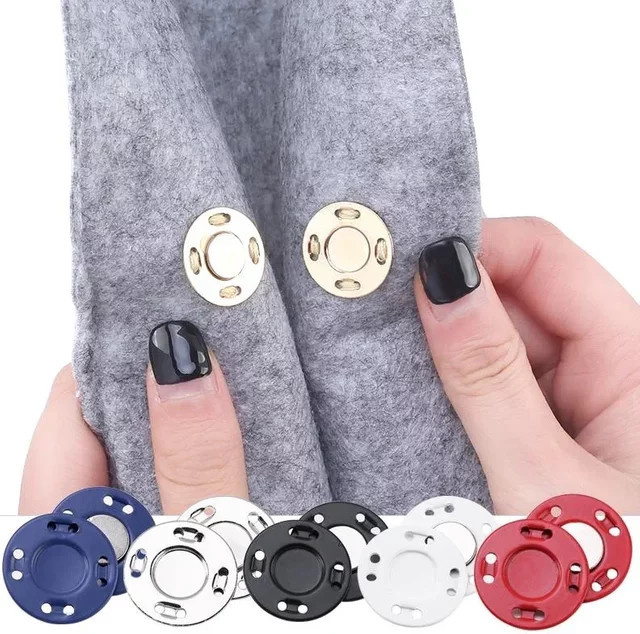 Magnetische Knöpfe aus Metall in Silber und Multicolour für Handarbeiten und DIY-Nähprojekte an Jacken, Mänteln oder Taschen - Bild 1