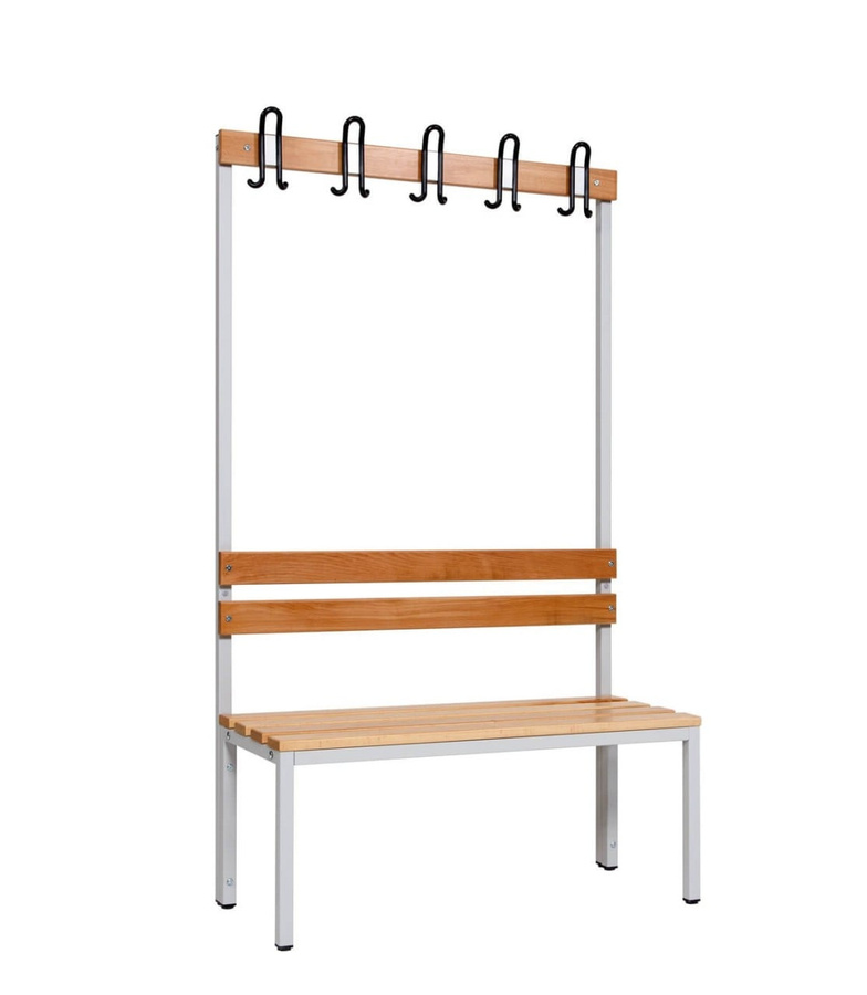 BIGBOXX Umkleidebank mit einseitiger Hakenleiste aus Holz in Braun Matt - Bild 1