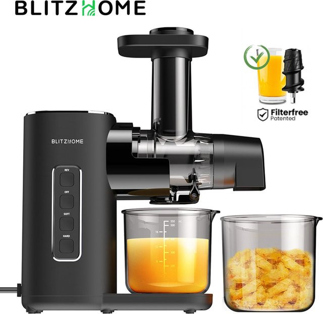 Blitzhome BH-JC01 Kaltpress-Entsafter in Schwarz mit 2 Geschwindigkeitsmodi und leisem Motor - Bild 1