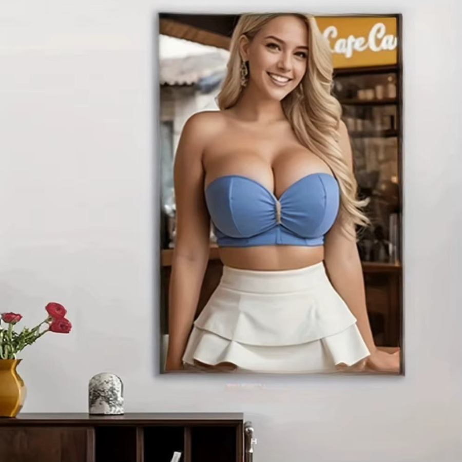 Moderne abstrakte Leinwand-Gemälde Reproduktion von CIFBUY in Blau und Weiß, Rechteckiges Wandkunst-Poster für dein Wohnzimmer oder Büro - Bild 2